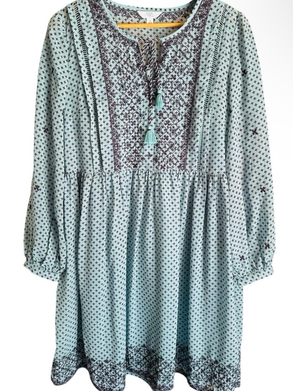 Time and Tru Boho Midi Dress Embroidered S